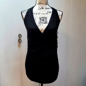 Women's Black Halter Top W/ Ruching / backless New! Sz.XL